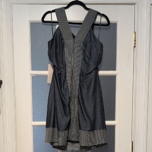 Fun And Flirty Denim Blue and White Striped Dress